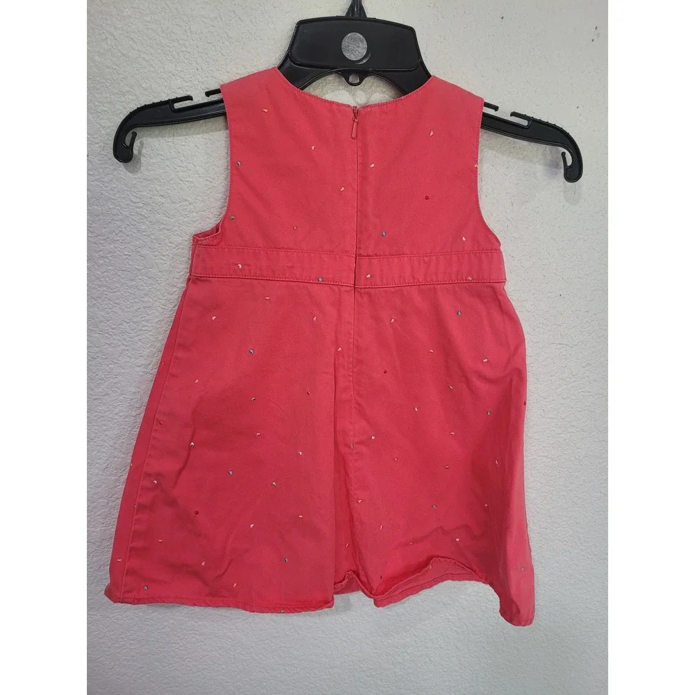 Gymboree Baby Girls 12-18M Coral Pink Embroidered Heart Sleeveless Dress 2004 #5